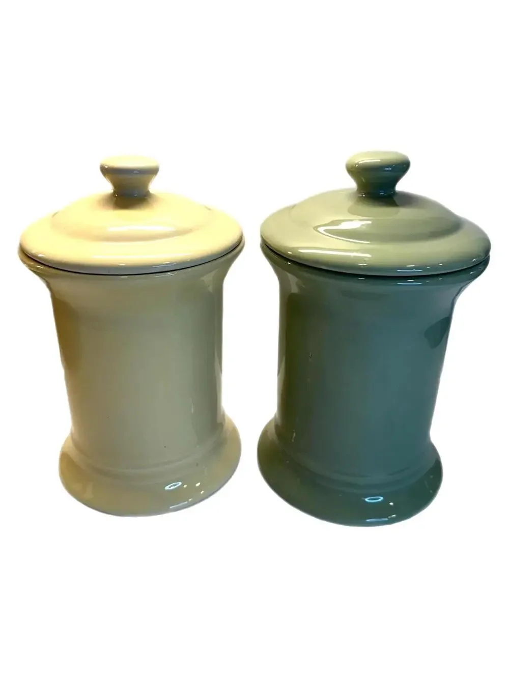 Etienne Marceau SA PARIS Ceramic Canister with Lid – Sage Green – Pale Yellow